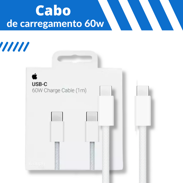 Cabo para recarga de 60W com conector USB-C (1m)