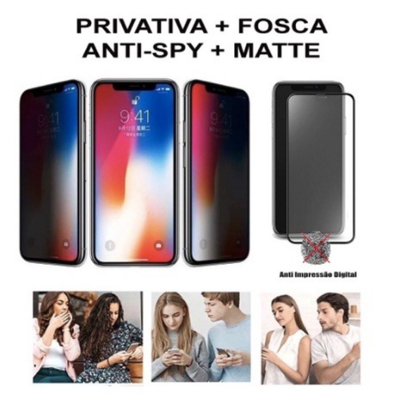 Película Privacidade Fosca Cerâmica 9D Hidrogel Todos os modelos iPhone 6 7 8 X XR 11 12 13 14 iPhone15 16 17 Pro promax