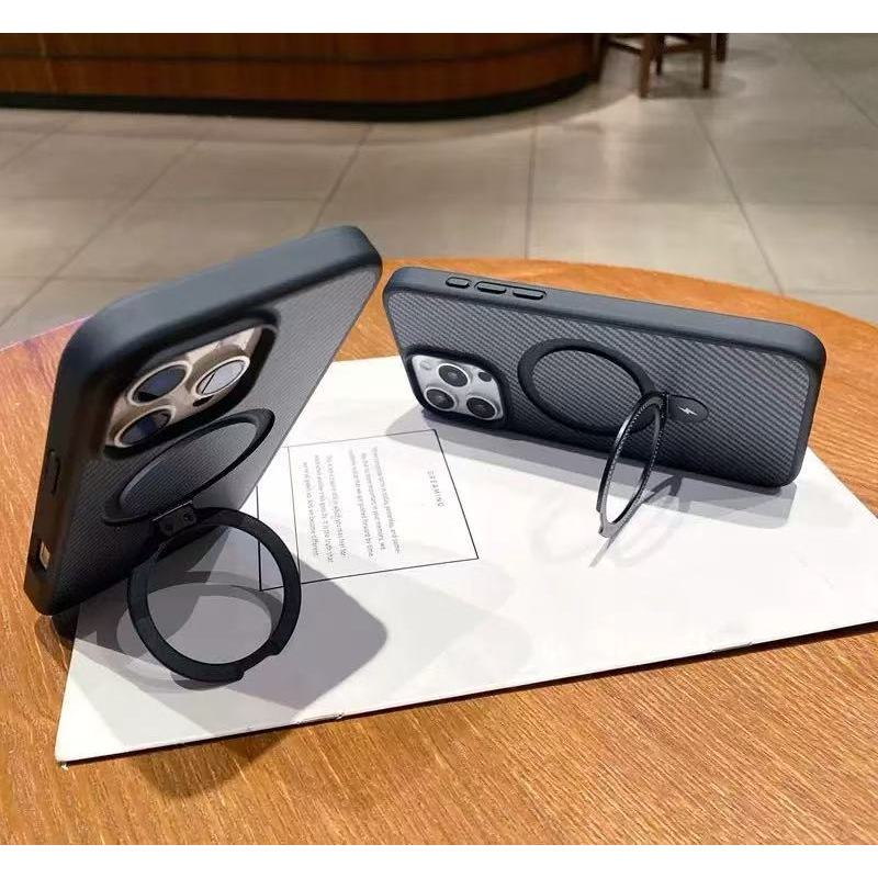 Capa Premium Fibra de Carbono Magsafe Anti impacto Com Suporte Para IPhone 11 12 13 14 15 16 pRO mAX