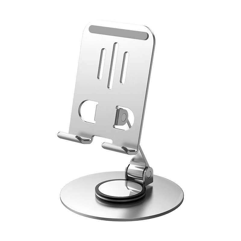 Suporte Alumínio de Mesa Base Rotatória Ajustável 360º Para Smartphones e Tablets